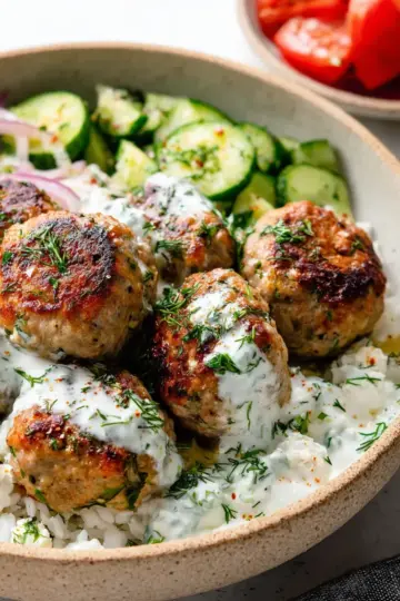 Healthy Greek Turkey Meatballs With Tzatziki