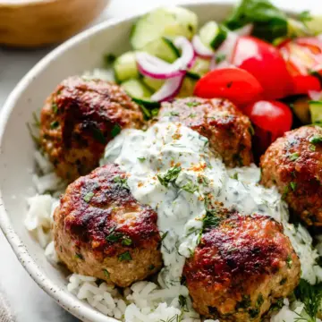 Healthy Greek Turkey Meatballs With Tzatziki