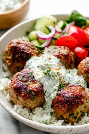 Healthy Greek Turkey Meatballs With Tzatziki