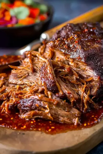 Caramelized Pulled Beef Brisket in a Rich Spicy Sauce