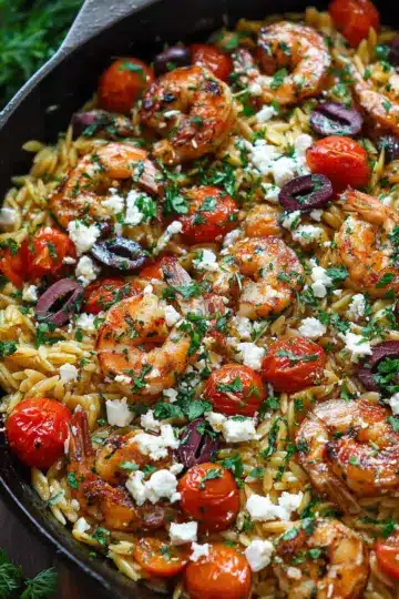 Greek Shrimp with Orzo and Feta