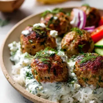Healthy Greek Turkey Meatballs With Tzatziki