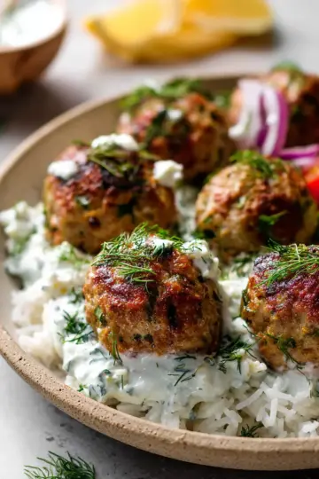 Healthy Greek Turkey Meatballs With Tzatziki