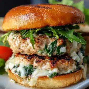 White Cheddar and Spinach Chicken Burgers