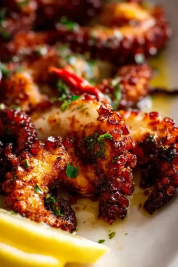 Crispy marinated baby octopus