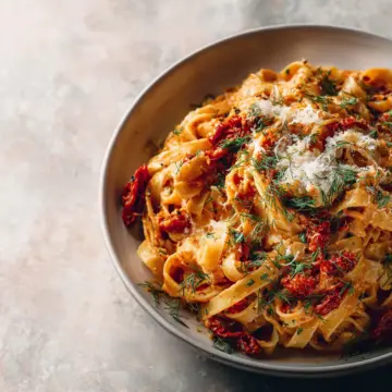 Creamy Sun-Dried Tomato Pasta with Capers and Dill