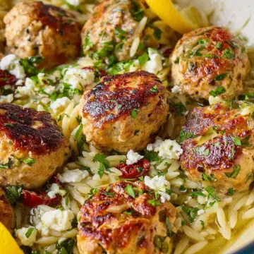 One-Pan Greek Chicken Meatballs and Lemon Orz