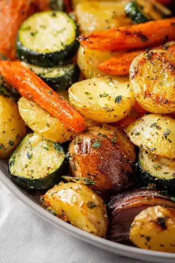 Garlic Herb Roasted Potatoes, Carrots, and Zucchini