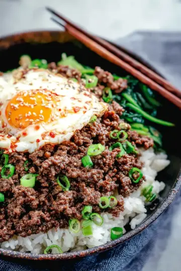 Korean Ground Beef and Rice Bowls