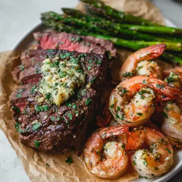 Garlic Butter Ribeye Steak And Shrimp