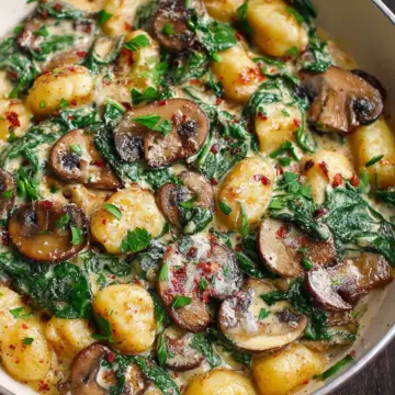 Creamy Spinach and Mushroom Gnocchi