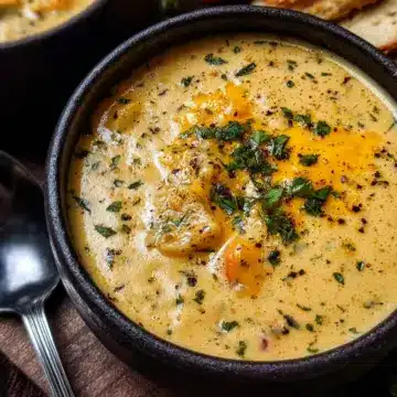 Hearty Cheddar Garlic Herb Potato Soup