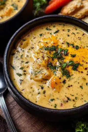 Hearty Cheddar Garlic Herb Potato Soup