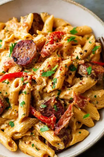 One Pot Creamy Cajun Sausage Pasta