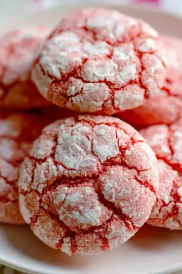 Strawberry Crinkle Cookies