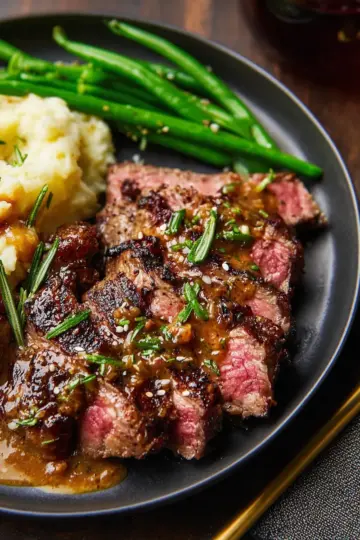 Ribeye and Roasted Garlic Pan Sauce