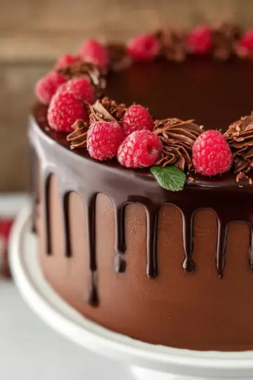 Raspberry Chocolate Truffle Cake with Chocolate Ganache