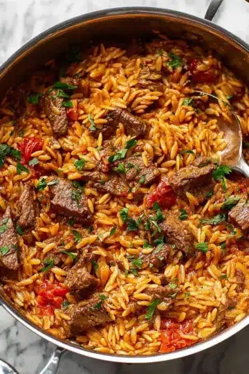 Greek Beef Orzo Pasta