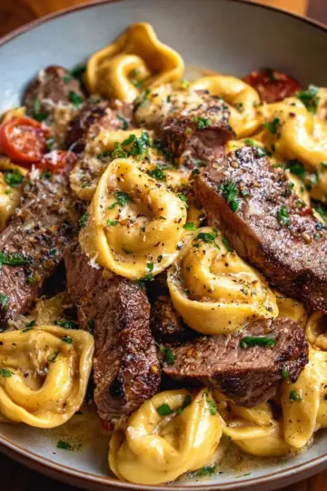 Easy Garlic Steak Tortellini Recipe
