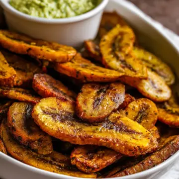 Baked Plantains with Avocado Dip