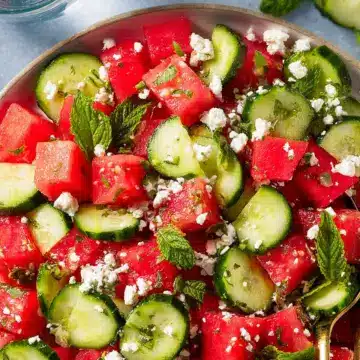 Watermelon Salad with Feta, Cucumber, and Mint
