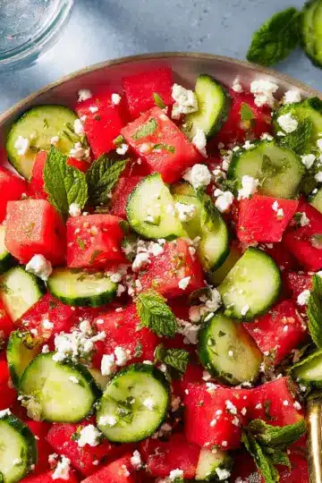 Watermelon Salad with Feta, Cucumber, and Mint