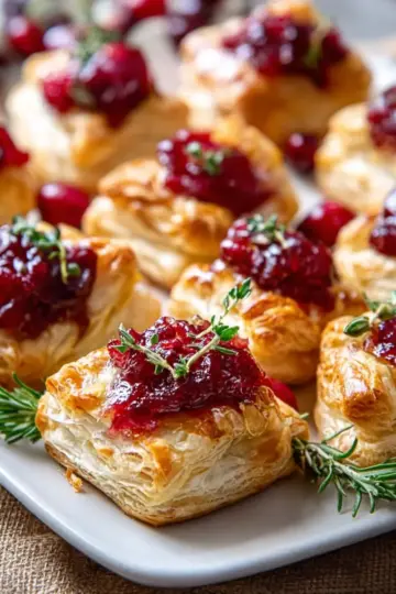 Cranberry Brie Puff Pastry Bites