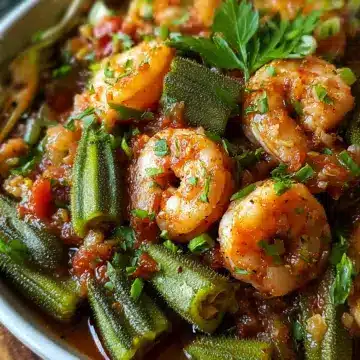 Savory Smothered Okra with Shrimp