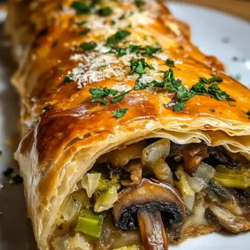 Savory Mushroom Strudel with Leeks and Parmesan Cheese Bliss
