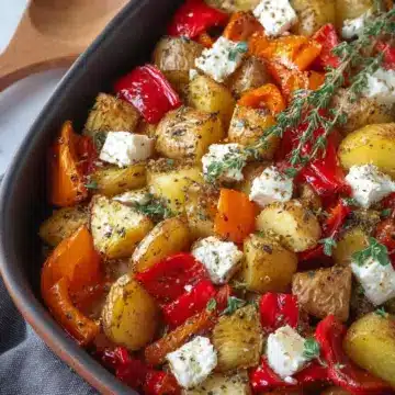 Greek Roasted Potatoes with Peppers and Feta Recipe