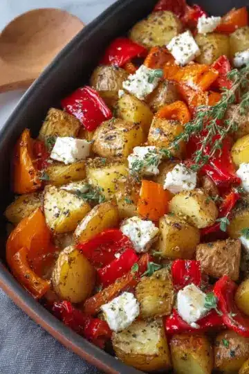Greek Roasted Potatoes with Peppers and Feta Recipe