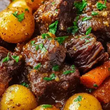 Slow Cooker Garlic Butter Beef with Potatoes