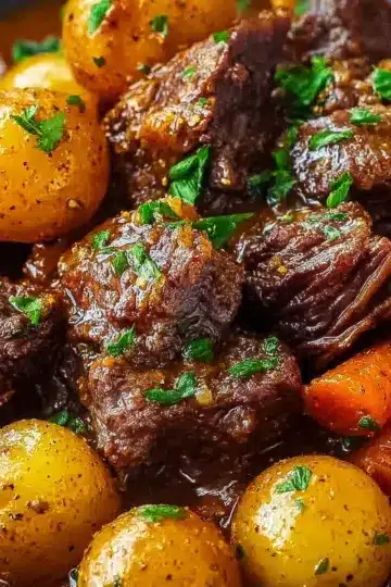 Slow Cooker Garlic Butter Beef with Potatoes