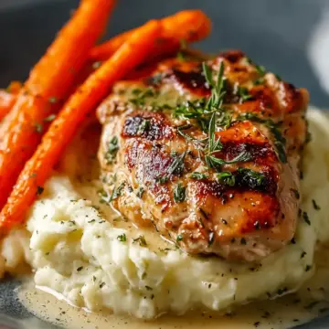 Creamy Herb Chicken with Mashed Potatoes & Glazed Carrots Bliss