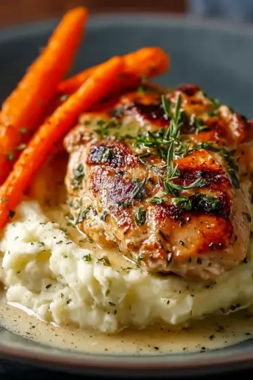Creamy Herb Chicken with Mashed Potatoes & Glazed Carrots Bliss