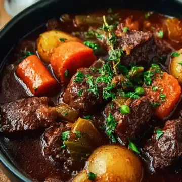 Classic French-Style Beef Stew with Red Wine and Winter Vegetables