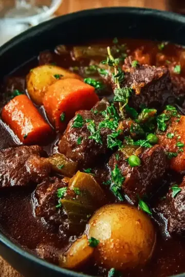 Classic French-Style Beef Stew with Red Wine and Winter Vegetables