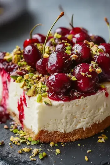Decadent Cherry & Pistachio Cheesecake
