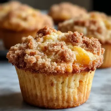Irresistible Peach Muffins with Crunchy Streusel Delight