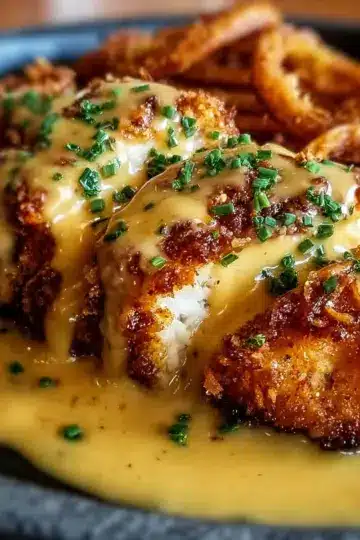 Irresistible Pretzel Chicken with Creamy Mustard-Cheddar Sauce