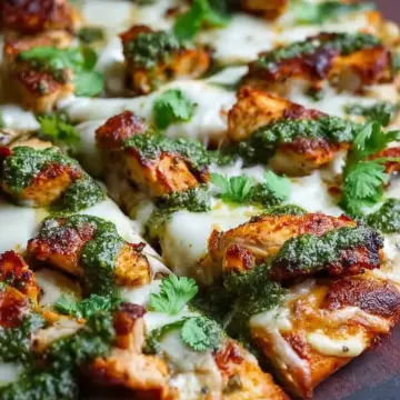 Tandoori Chicken Pizza with Cilantro Mint Chutney