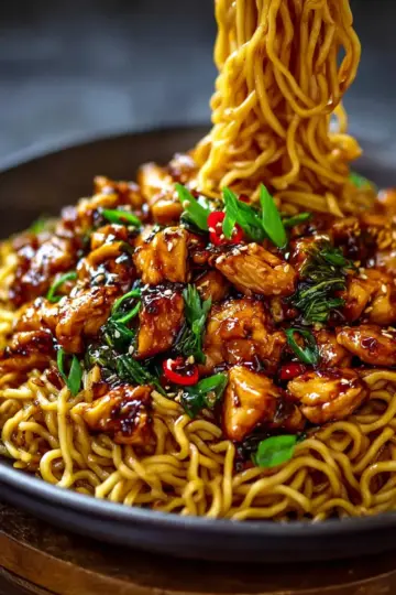 Sticky Garlic Chicken Noodles