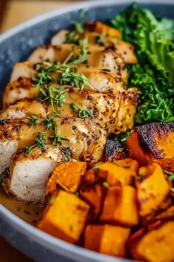 Tasty Maple Dijon Chicken & Sweet Potato Bowls