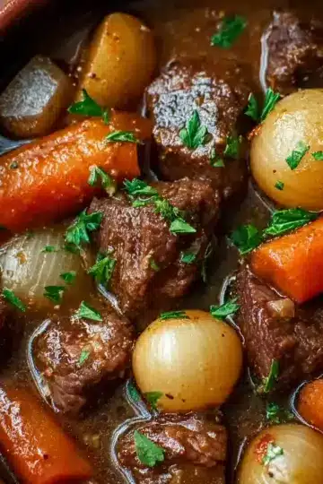 Slow Cooker Beef Stew with Pearl Onions
