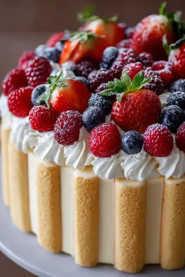 Delightful Vanilla Berry Charlotte Cake